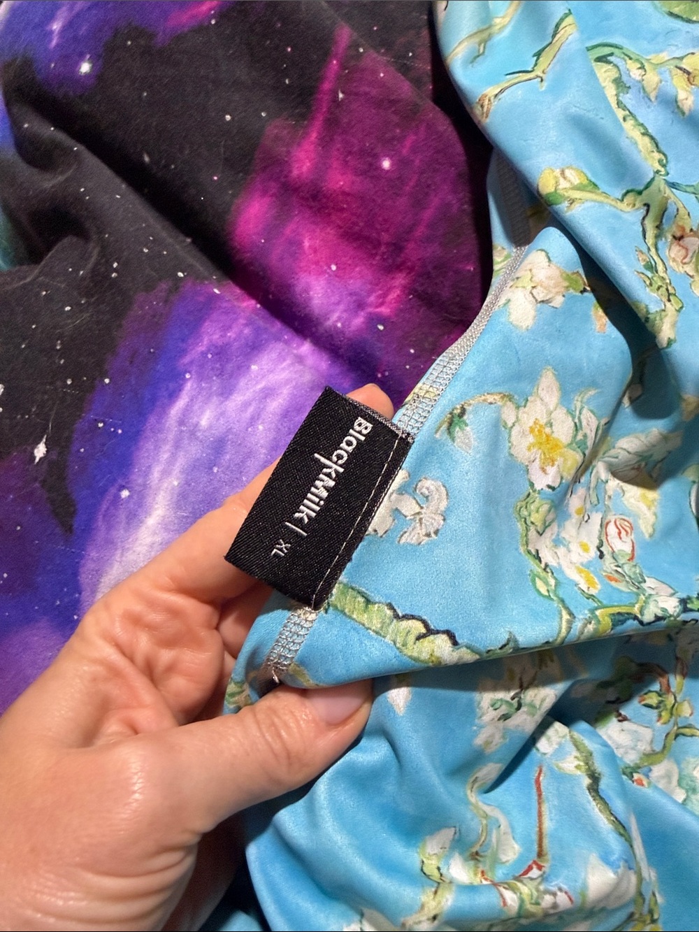 Blackmilk Blue Floral Fit-and-Flare Reversible Van Gogh Dress - Picture 3 of 3